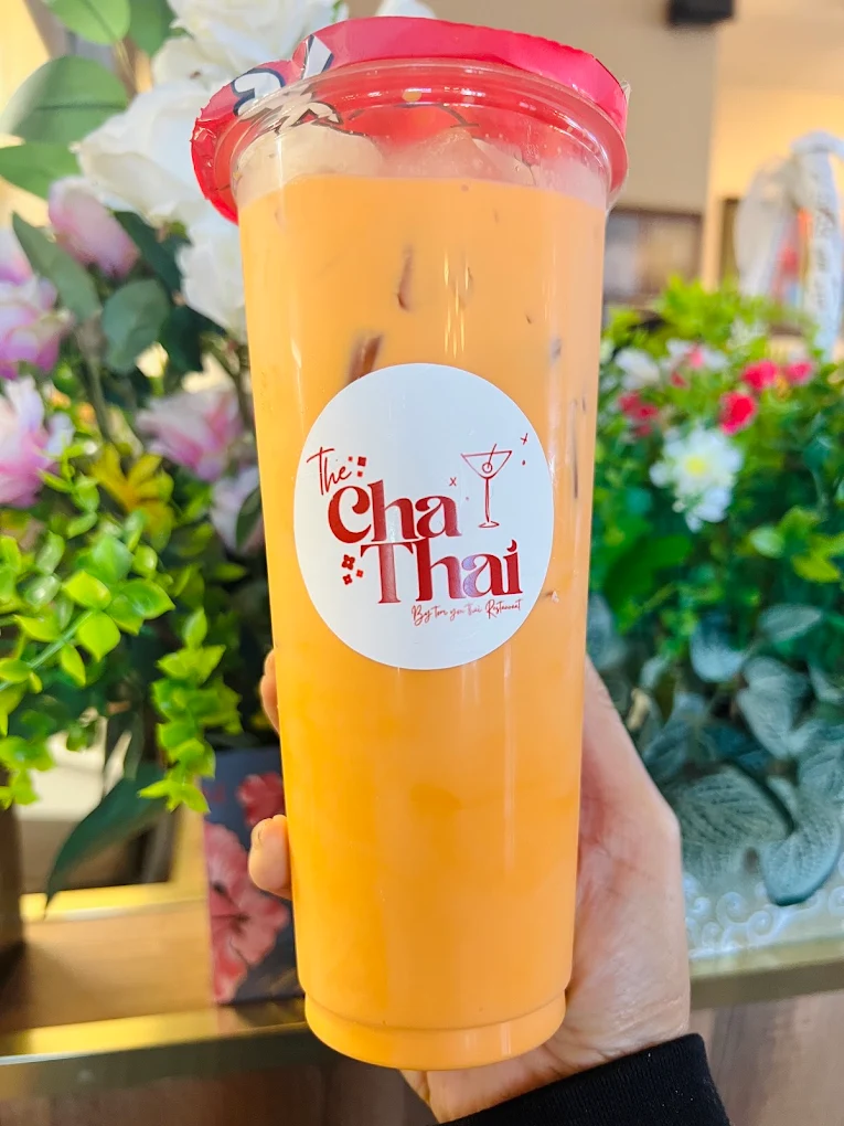 The Cha Thai iced Thai tea made in house at Tom Yum Thai Restaurant in Winnipeg's West End